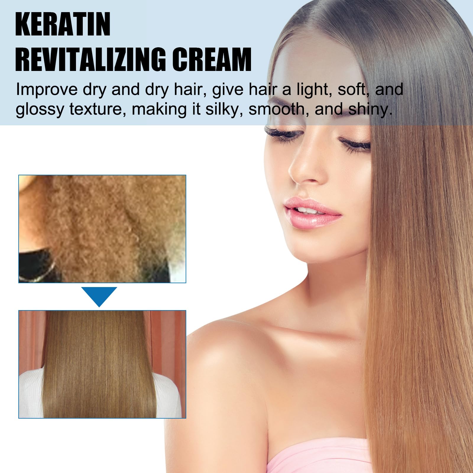 120ml Keratin Haarkur, Proteinkorrigierende Glättungscreme, Nährende Haarpflegecreme für Lockiges Haar, Repariert und Reduziert Frizz, für Geschädigtes Dünnes Trockenes Strapaziertes Haar