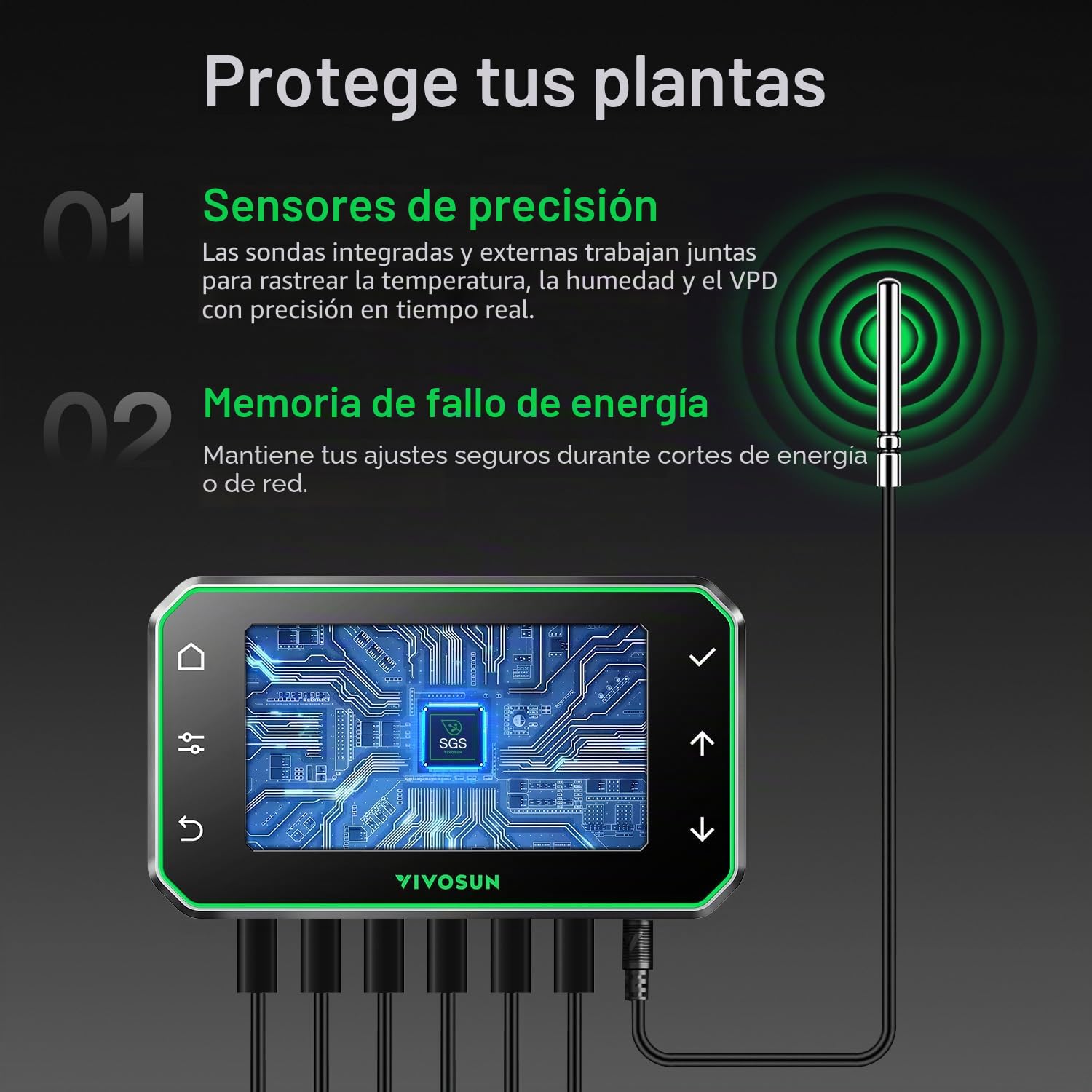 VIVOSUN GrowHub Controller E42A+ para Grow Tent, Controlador Ambiental Smart WiFi con Temperatura, Humedad, VPD, Temporizador y Programación de Ventilación e Iluminación