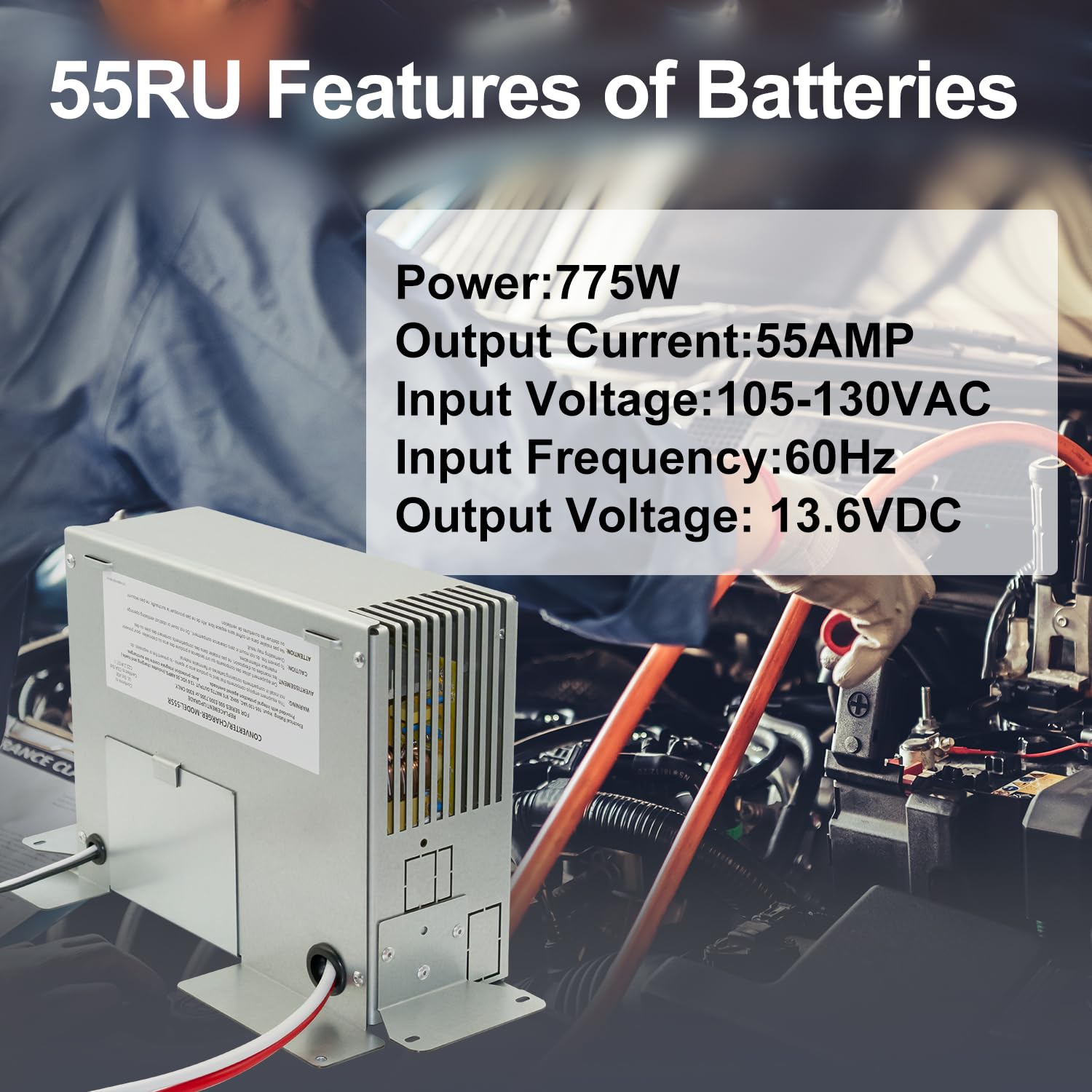 Convertidor de corriente RV de 55 amperios/reemplazo de cargador/actualización para RU Series 55RU 500, 5300, 7300 o 8300