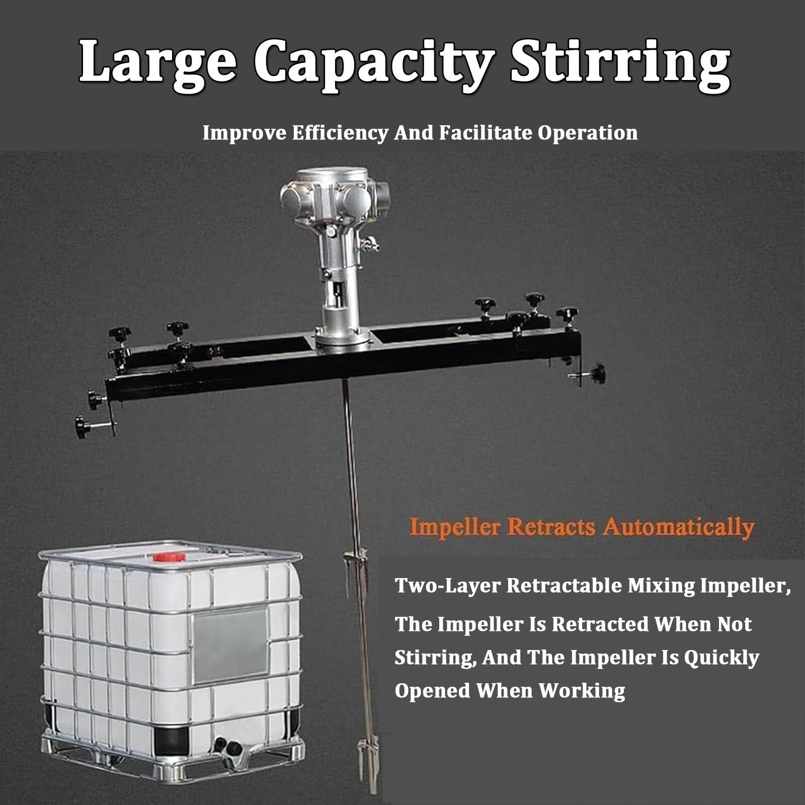 Agitador de aire para tanque IBC, mezclador de pintura neumático de 1000 L, hélice plegable con colgador de soporte, ideal para disolver tinta y agitar varios recipientes