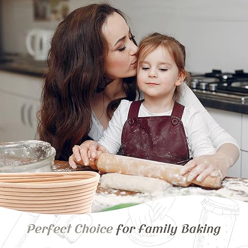 Miniatura 7 de Cestas de masa madre a prueba de pan con forro, cuenco de masa para hacer pan y hornear, redondas, 8.5 pulgadas