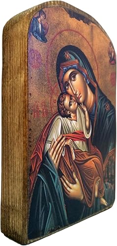 Miniatura 2 de Hecho a mano de madera griego cristiano ortodoxo Monte Athos icono de la Madre de Jesús y Jesucristo /Mp2_6