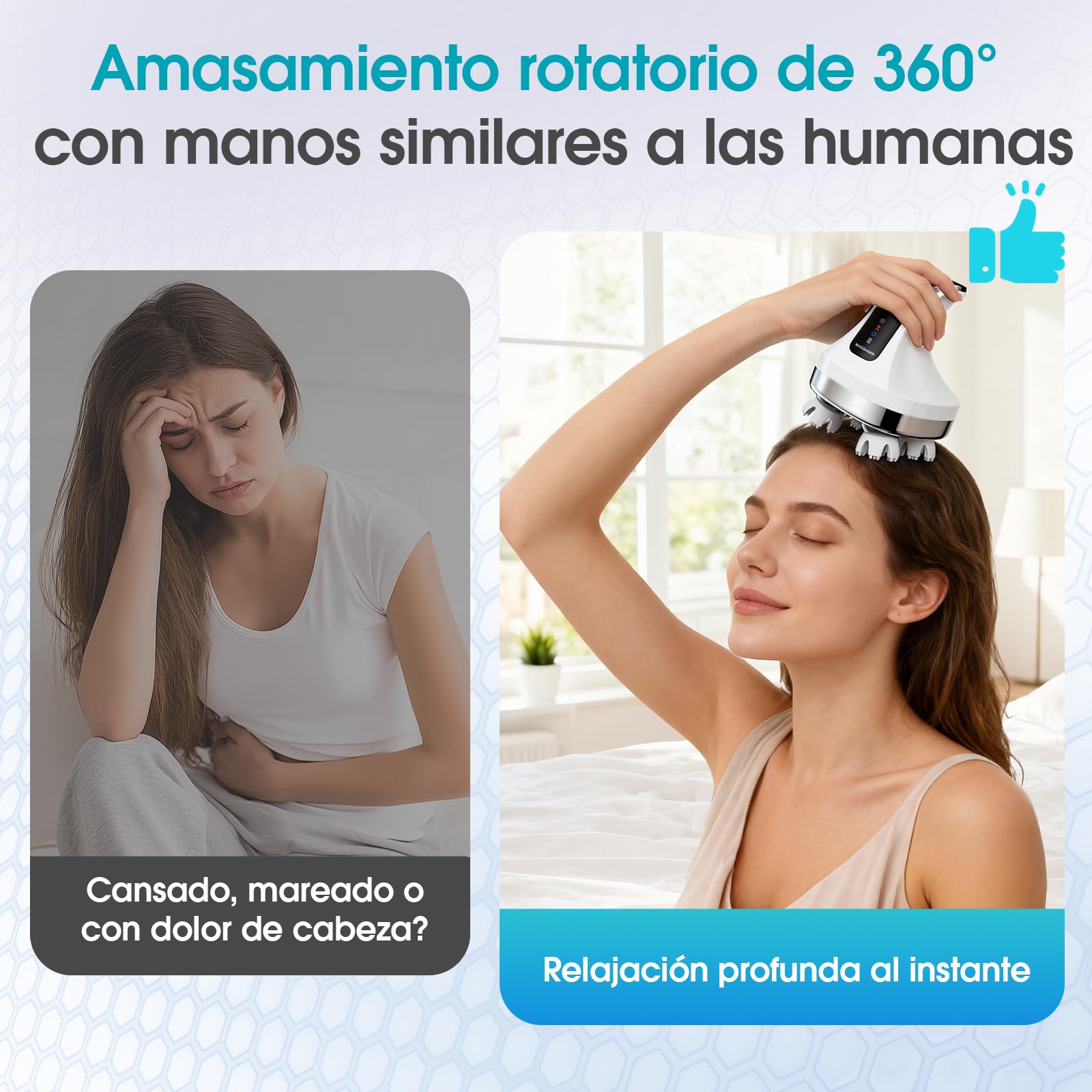 Masajeador de cuero cabelludo eléctrico 4D, masajeador de cuello y hombros con 108 nudos de silicona, masajeador corporal inalámbrico para piernas y espalda, IPX7 resistente al agua, 4 modos