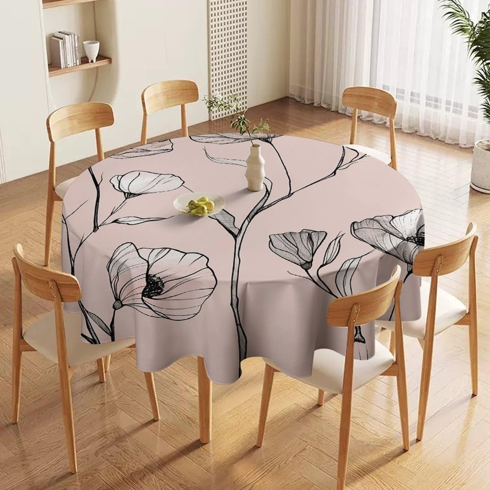 Nappe ronde tissu lavable cuisine salle à manger peinture à l'encre