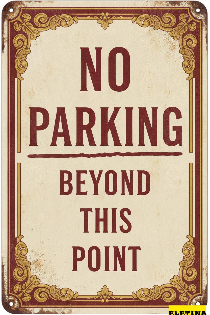No Parking Beyond This Point Metal Safety Sign Yard Road Street Gate Fence Metal Decor 8x12in