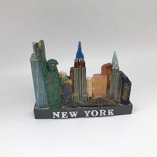 Miniatura 8 de Imán de nevera 3D de Nueva York de Estados Unidos, recuerdos de viaje turísticos, artesanías de resina hechas a mano, calcomanías magnéticas para
