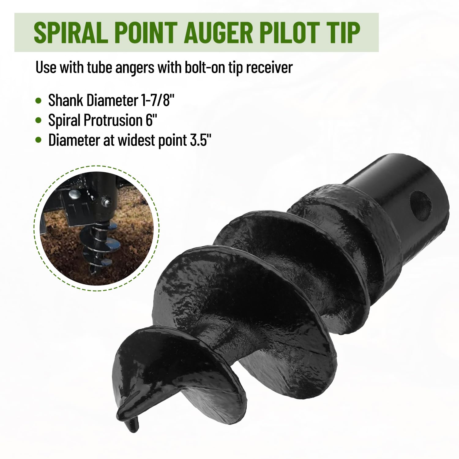 Taladro de punta en espiral atornillado, con 2 unidades de borde de corte de barrena de 3 puntos, para barrenas resistentes, excavadora de agujeros de poste de 3 puntos