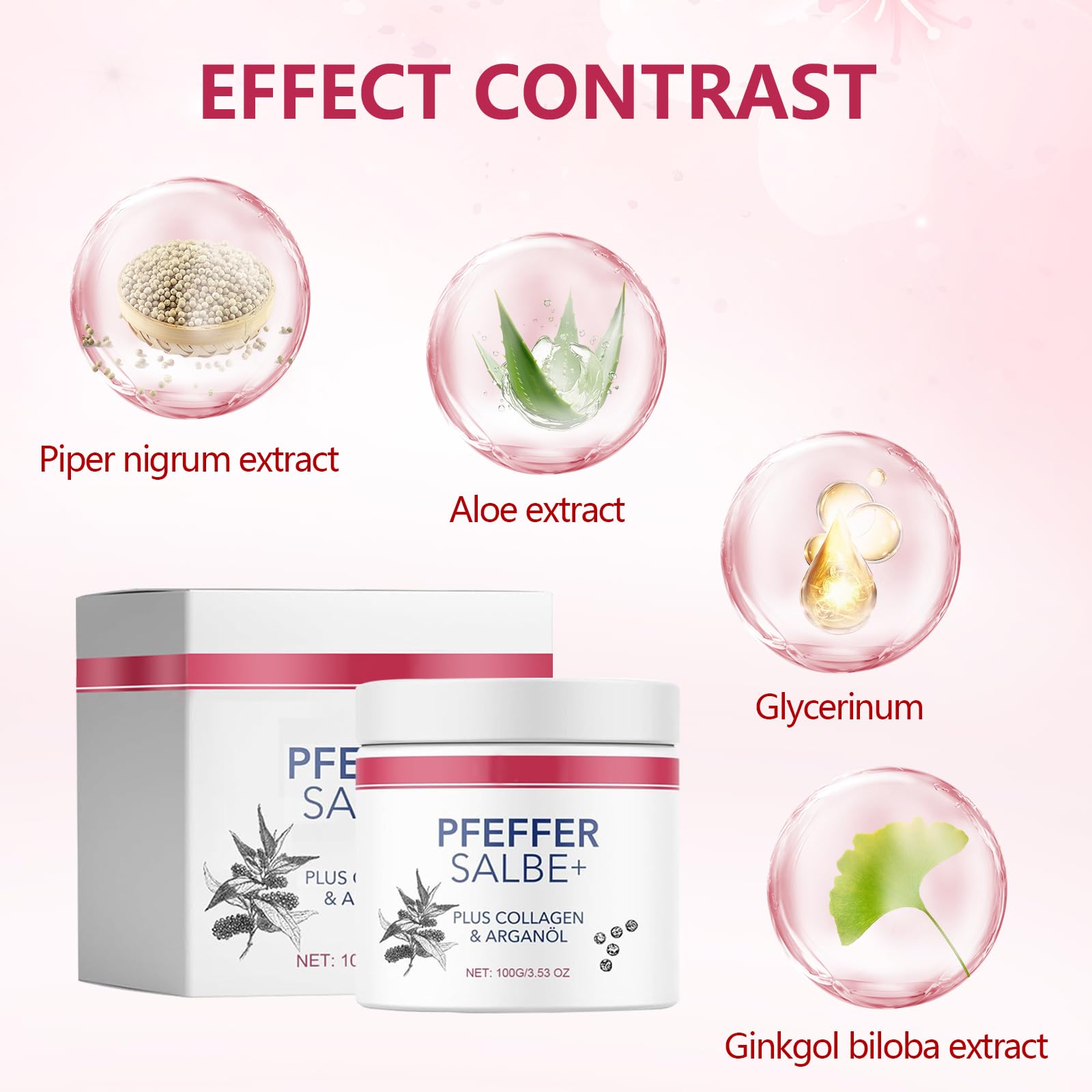 Thoquene 3 Stück 100 g pfeffersalbe Plus zum Bräunen, Aktiv Pfeffer Salbe mit Collagen & Arganöl
