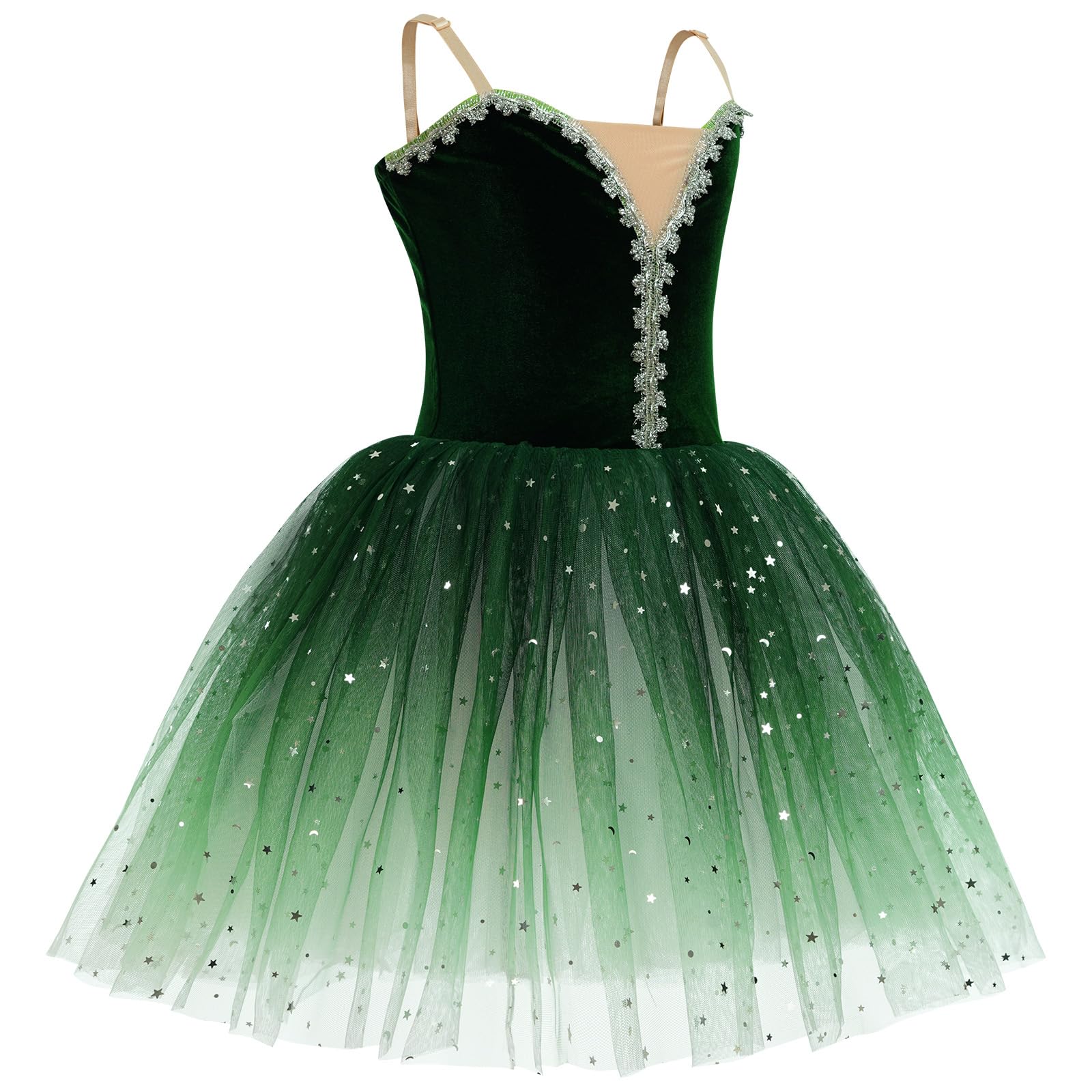 Odizli Justaucorps de danse classique pour fille et enfant - Dentelle brodée - Paillettes - Tutu - Robe de danse