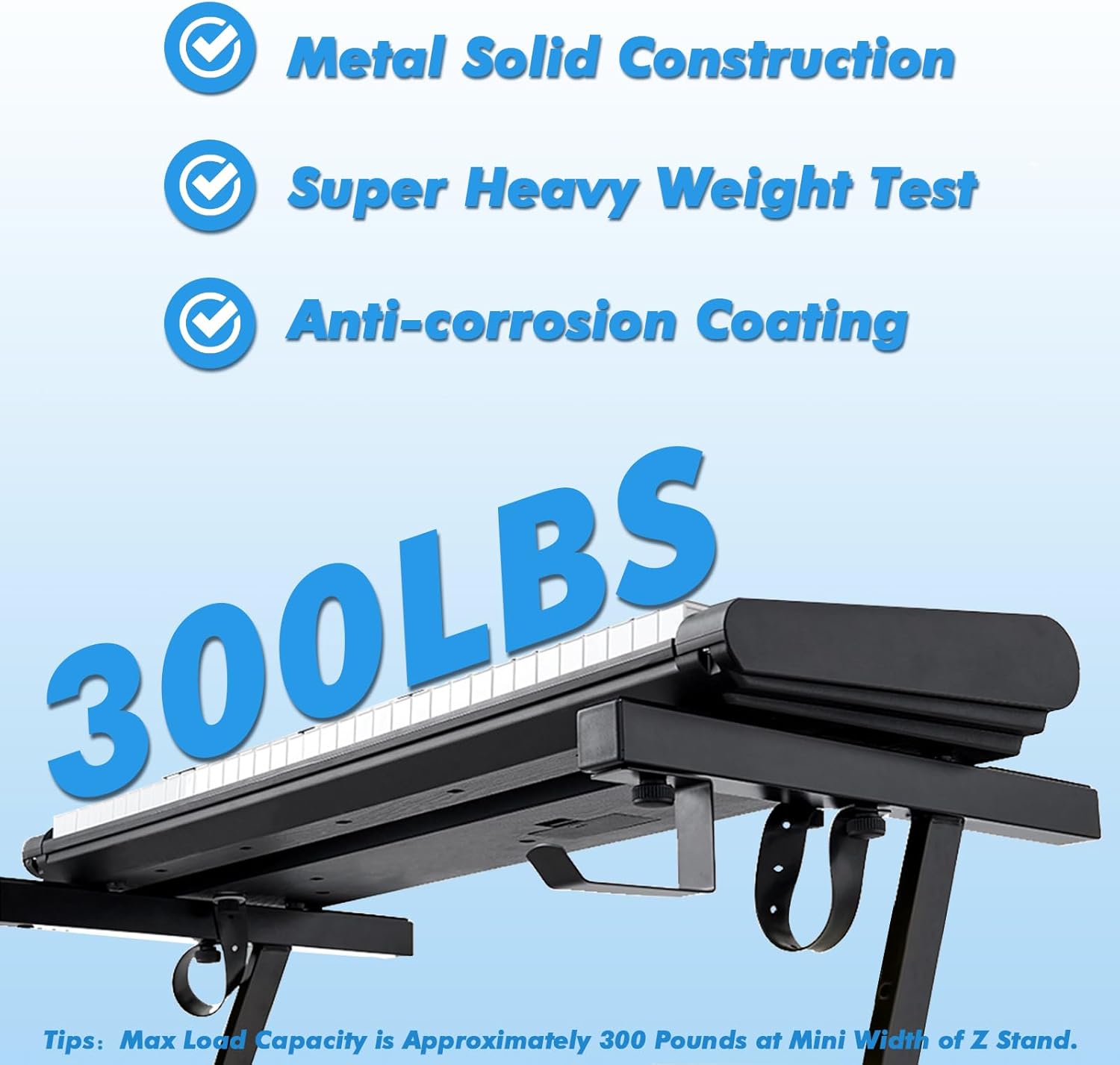 Keyboard Piano Stand, Adjustable Heavy Duty with Wheels and Pads, Z Style Portable Keyboard Stand, Fits 54, 61, 88 Key Electric Keyboards Digital Pianos