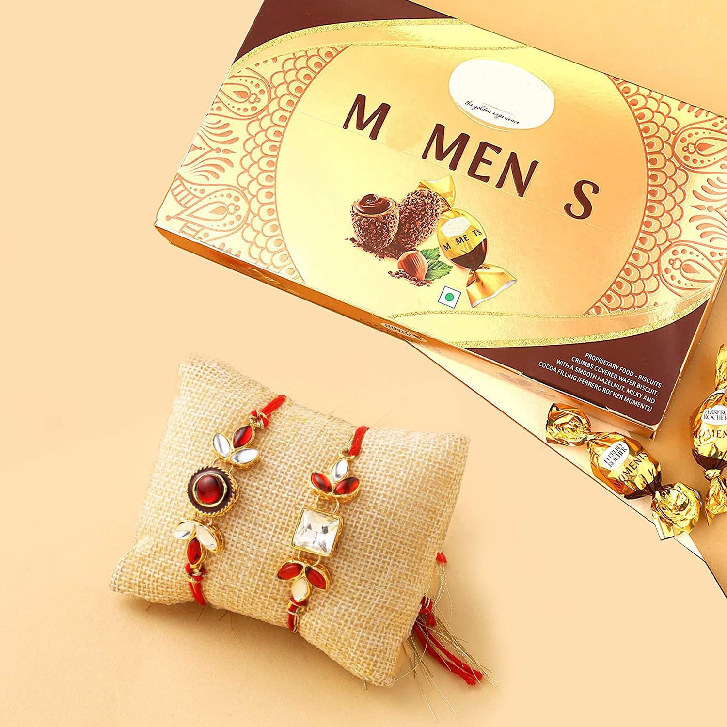 CraftVatika Rakhi Farraro Momants Chocolate Gift Pack Combo Rakhi Set of 2 for Brother Boy Kids, Rakhi with Farraro Momants Chocolate Pack, Rakhis for Rakshabandhan for Bhaiya Men-picture-16