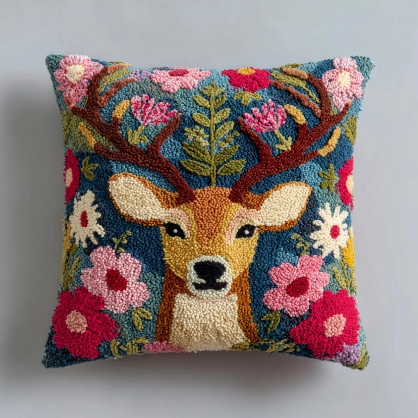 AxiangziK DIY Latch Hook Kits 43x43cm,Flowers and Deer