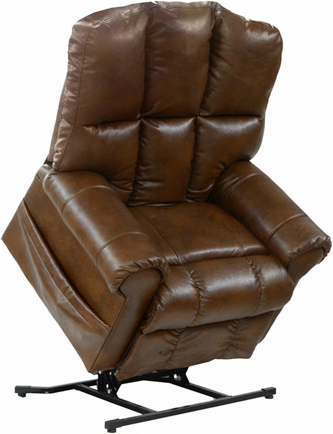 Catnapper Stallworth 4898 Leather Power Pow'r Lift Full Lay Out Chaise Recliner Chair with Comfor-Gel 450 Weight Capacity - Chestnut