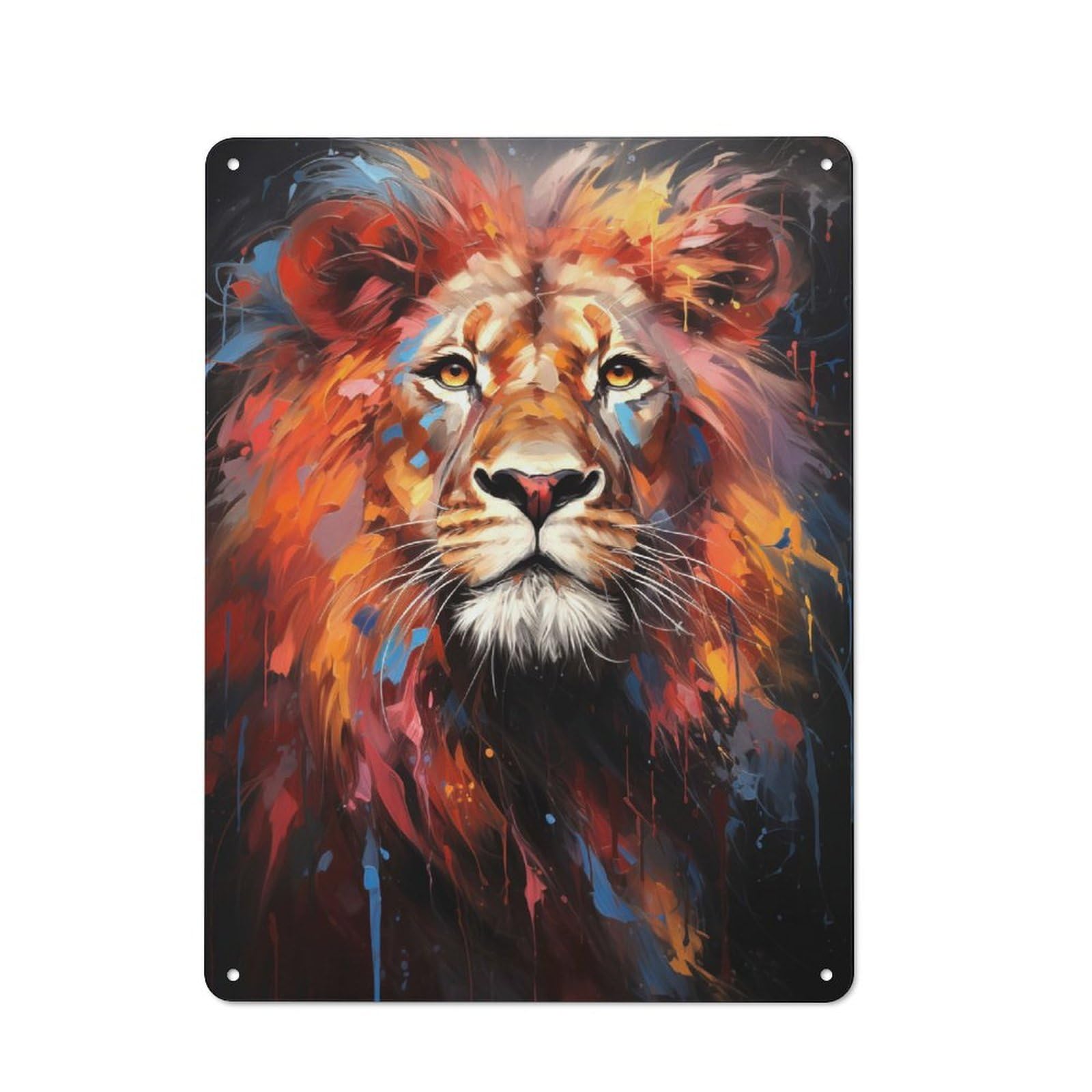 Junmoney The Wakeful Lion Printed Metal Sign 40X30cm For Hobby Room Or Studio, For Creative Interior Collectors