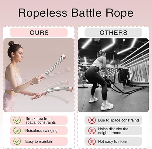 Miniatura 6 de Cuerdas de batalla sin cuerda con peso para gimnasio en casa, cuerda de entrenamiento portátil para entrenamiento de fuerza, HIIT, cardio, agarre