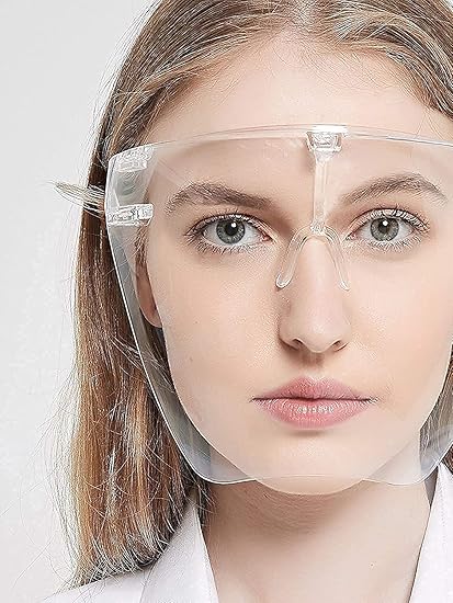 Protective Face Shield and Reusable Goggle Shield, Facial Protection and Mouth Shield, face Covering Safety Face Shields with Glasses Frames