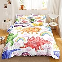 Vista 1 de CVHOUSE Ropa de cama de dinosaurio para niños, tamaño individual, funda de edredón, juego de cama (1 edredón, 2 fundas de almohada)