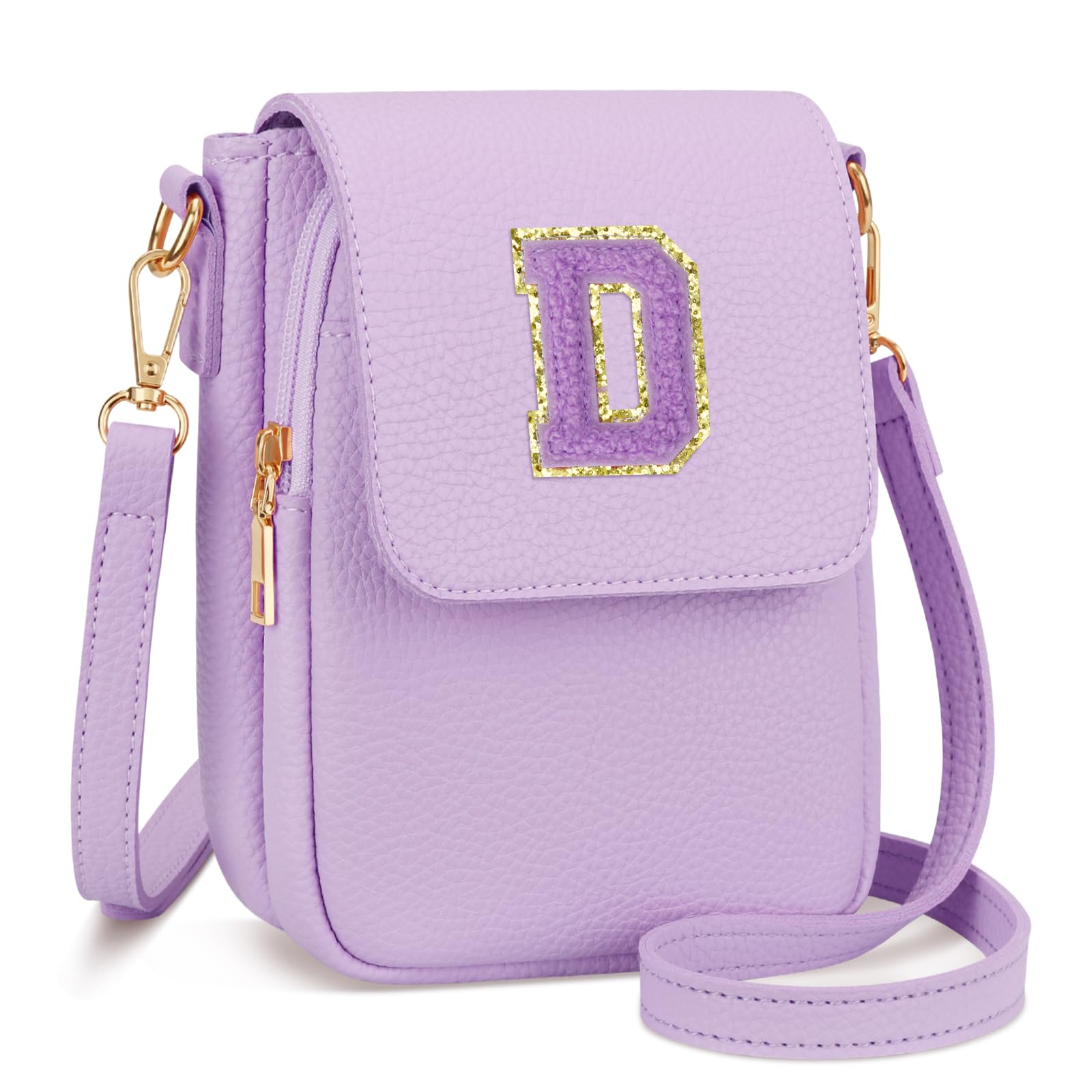 CLOUDWINGS Gift for Girls Small Initial Crossbody Bag for Teens Vegan Leather Cell Phone Kids Purse