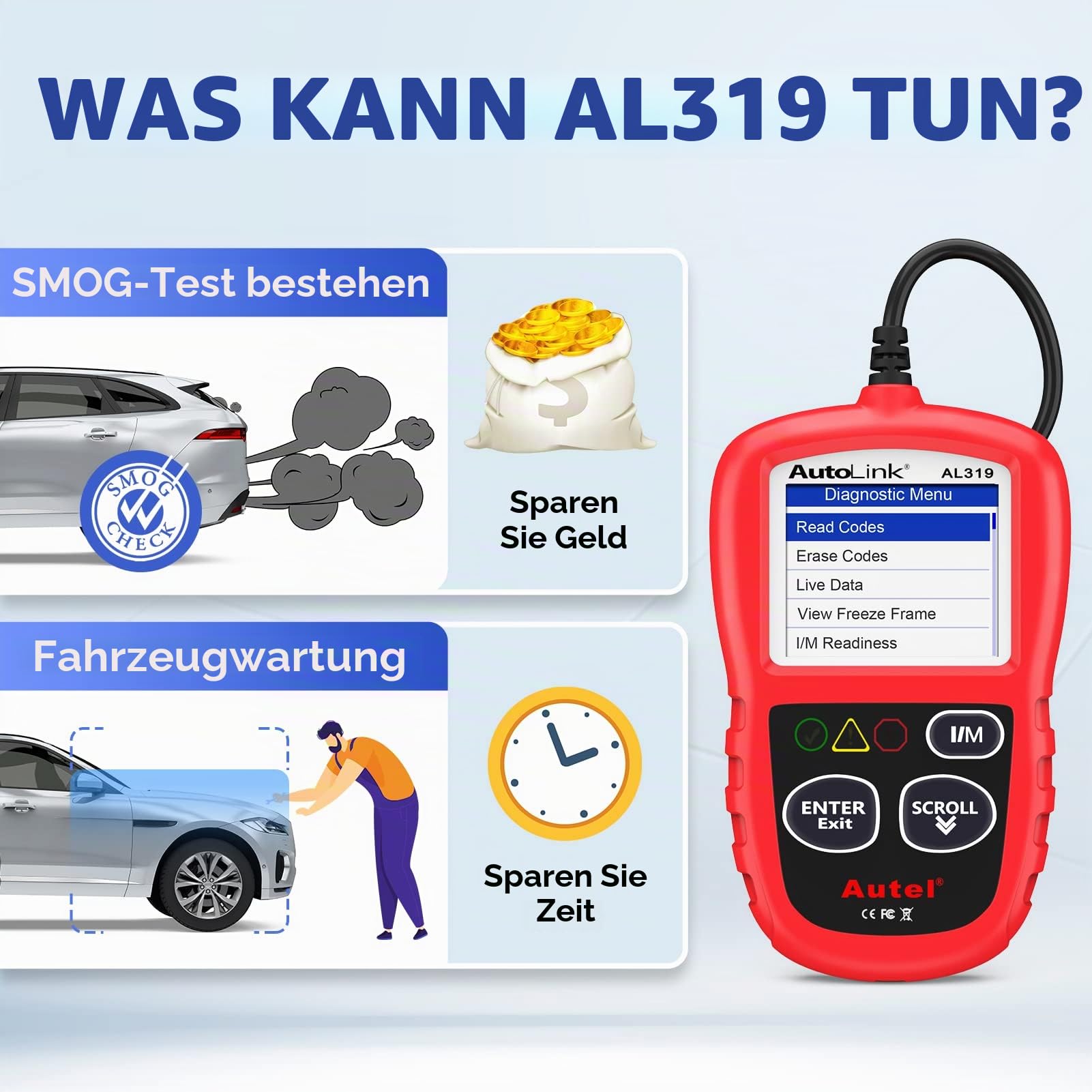 Autel AL319 OBD2 Diagnosegerät Fehlercode Lesen und Löschen