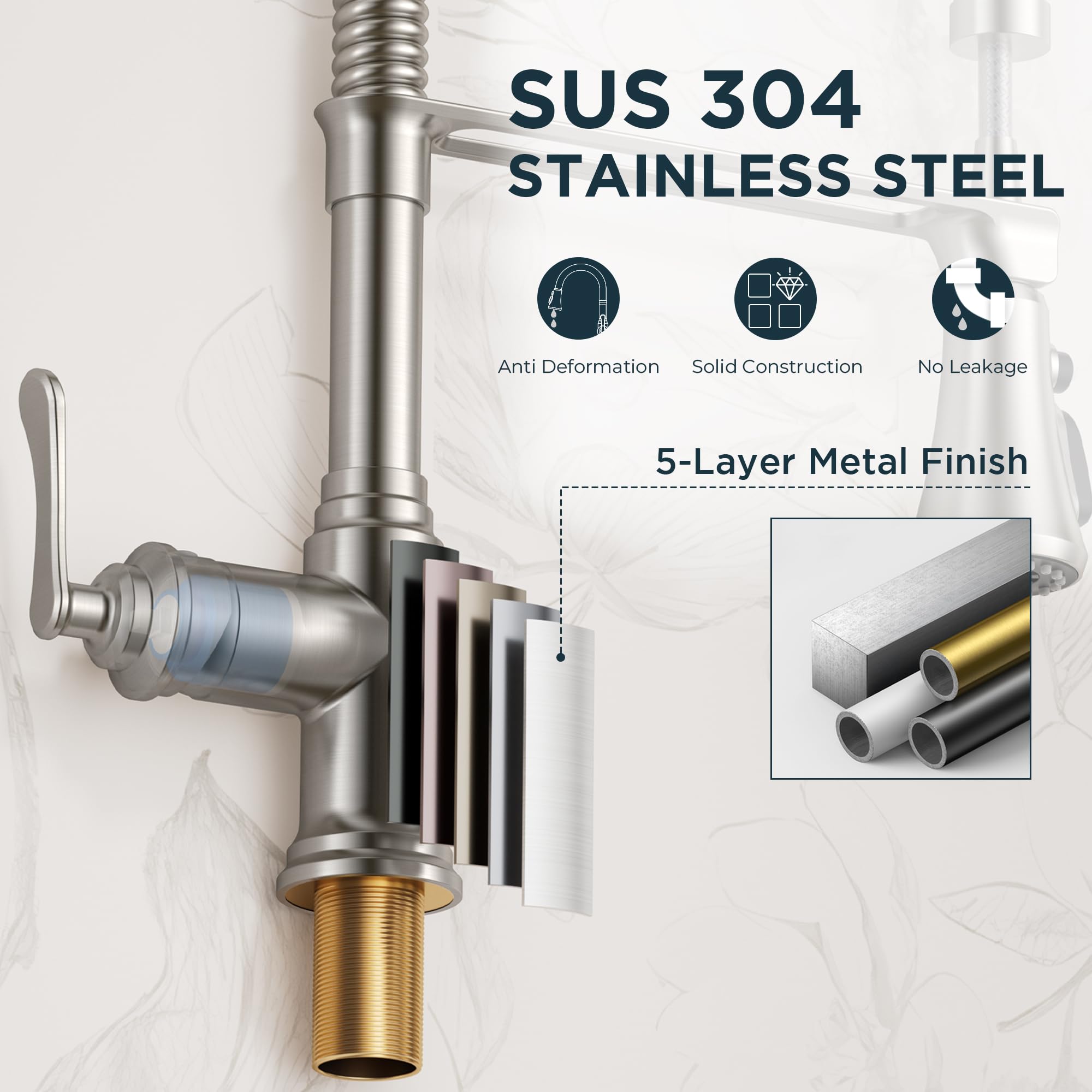 FORIOUS Pull Down Kitchen Faucet - Lead-Free & Durable -27