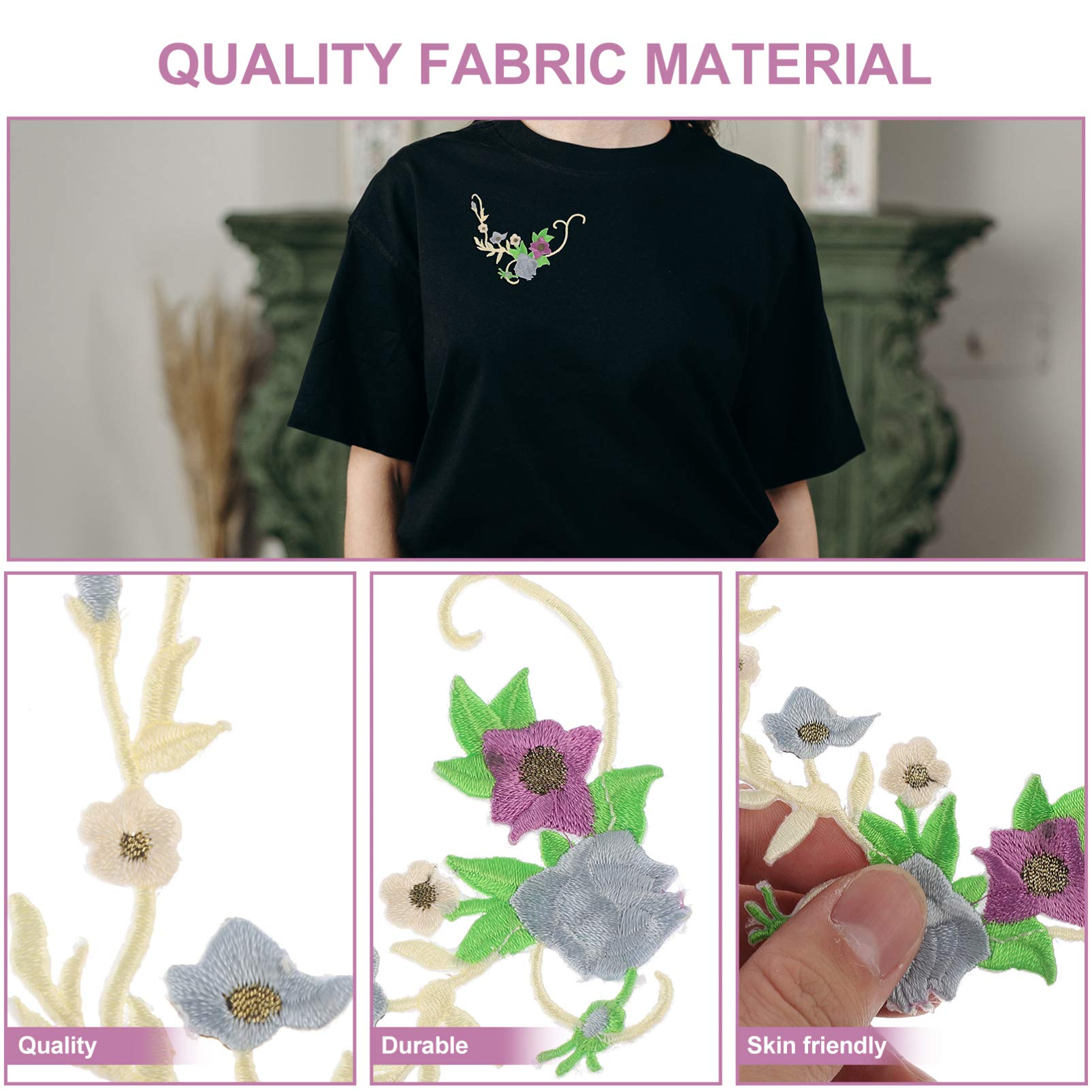 SHINEOFI 24pezzi Toppe Floreali Ricamate Con Adesivo Termoadesivo Per Cucire e Decorare Abbigliamento Borse Cappelli Per Progetti Fai Da Te e Scrapbooking