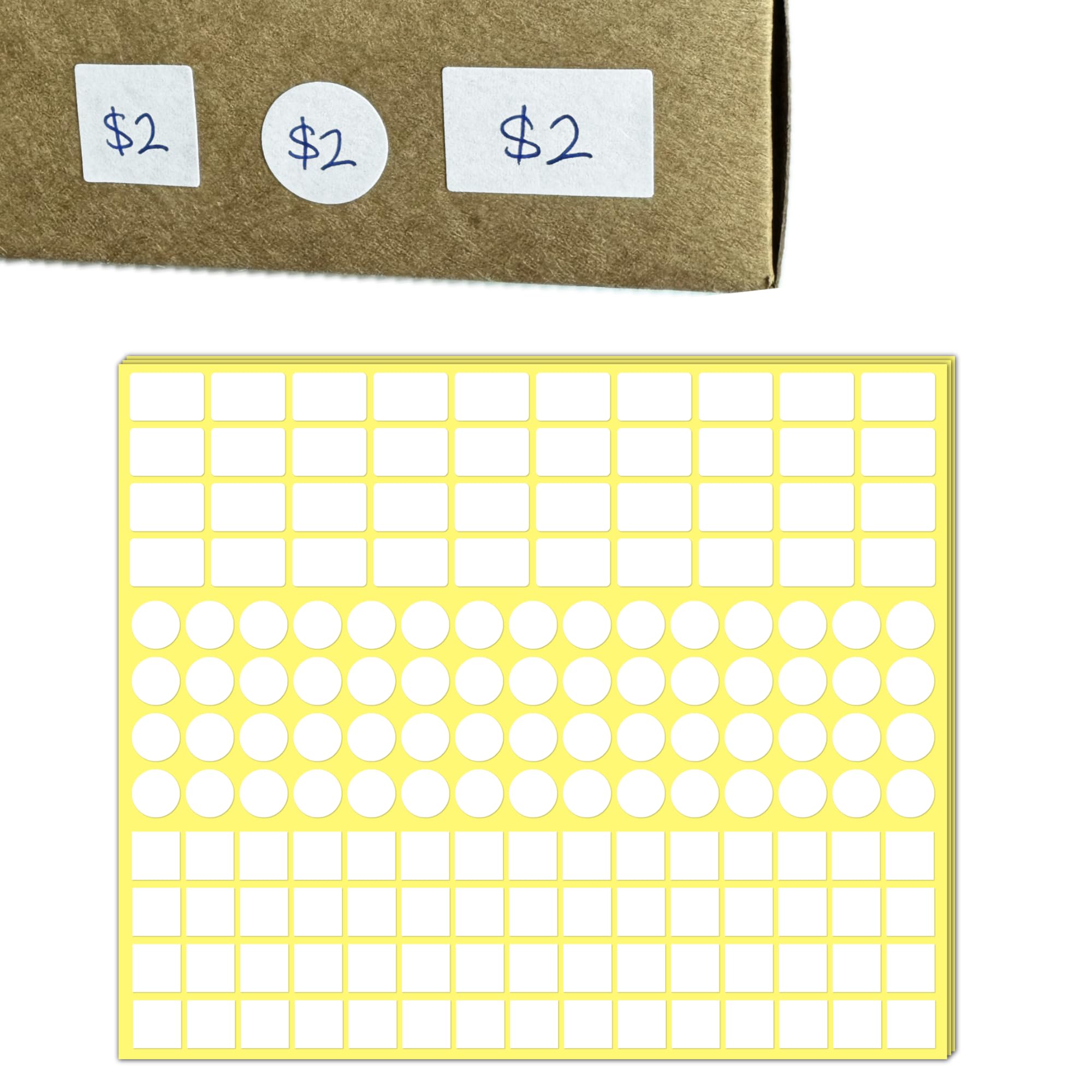 4000 Pieces, 3 Sizes - White Price Tags Stickers, Small Sticky Labels to Write On - 20 x 12 mm + 12 mm, 0.75 x 0.5 inch, 0.5 inch