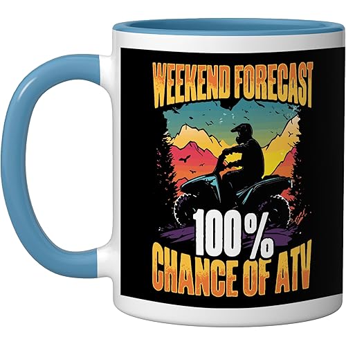 ATV Design for Men Women Kids ATV Riding Quad Four Wheeler Ceramic Mug, Blue/White