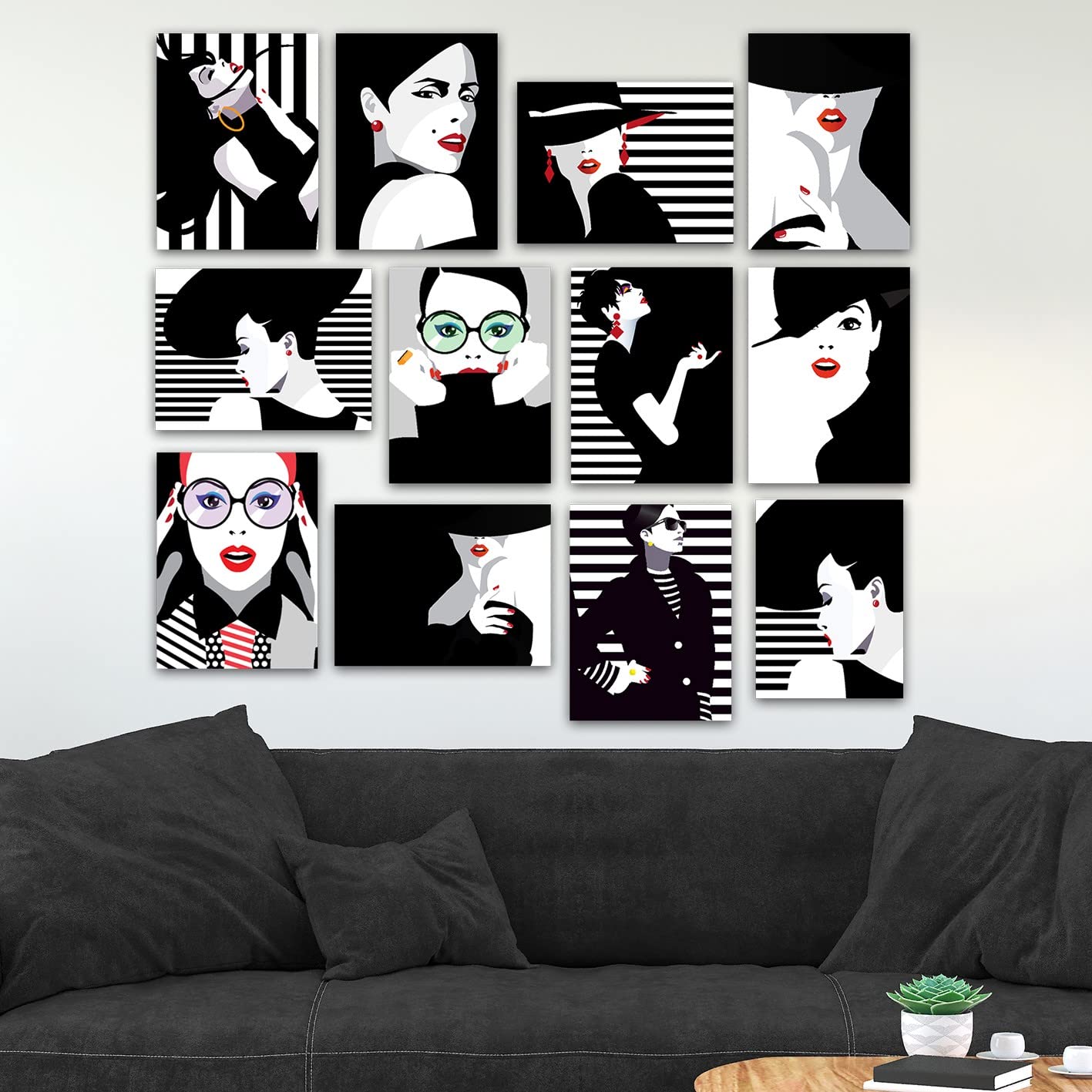 Cuadro decorativo MDF para decoración de pared y diseño Aesthetic Room Decor, pack de 12