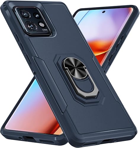Janmitta Funda para Motorola Edge+ Plus (2023), resistente a prueba de golpes, soporte de anillo de metal giratorio integrado NO para Edge + 2022 o