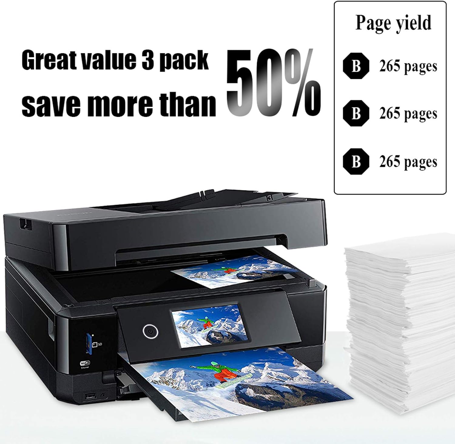 NoahArk 5 Packs T124 Remanufactured Ink Cartridge Replacement for Epson 124 use for Epson Stylus NX125 NX127 NX130 NX230 NX330 NX420 NX430 Workforce 320 323 325 435 (5 Black)
