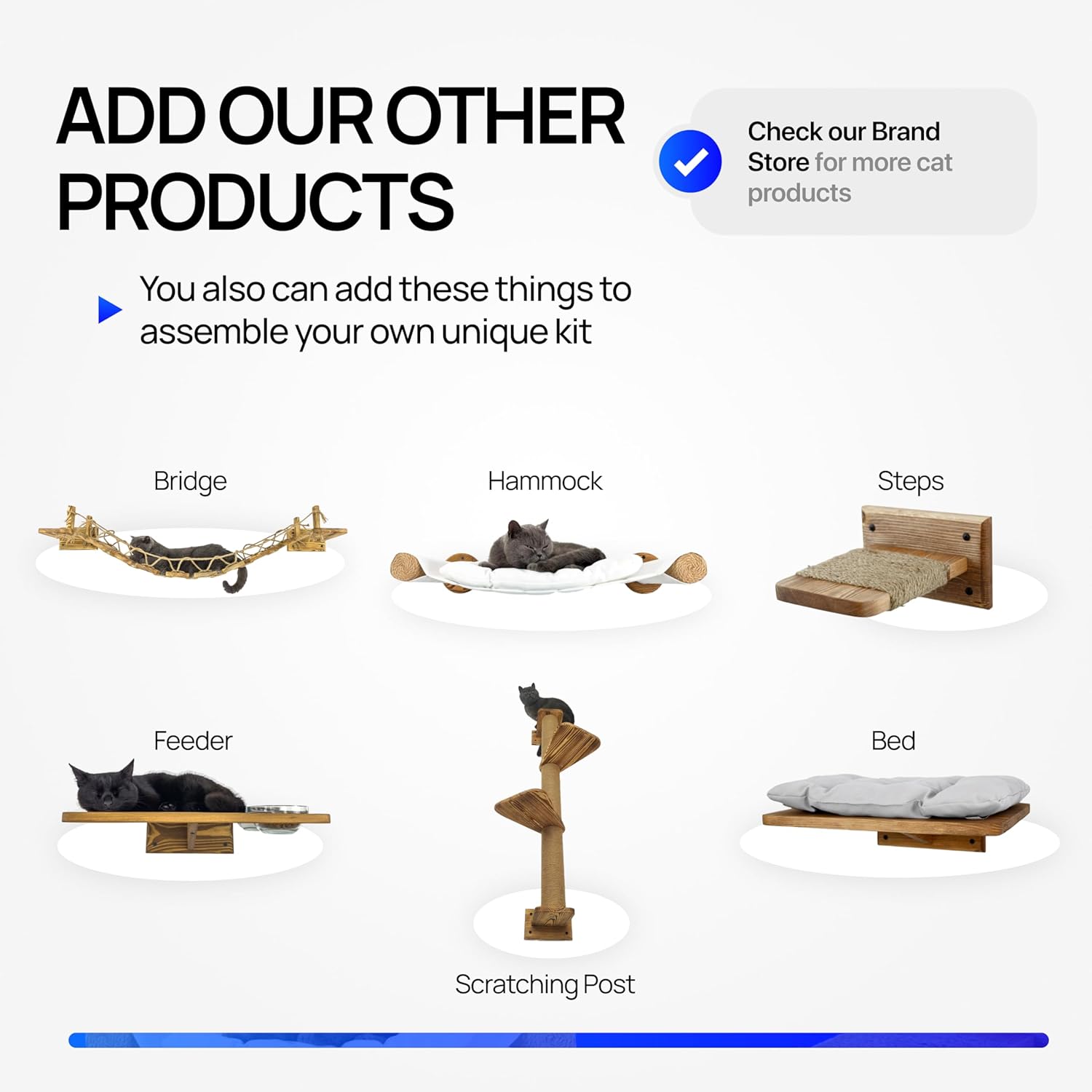 Wall-Mounted Roped Bridge, Shelves and Perches for Wall, Cloud Shelf Board, Cat Hammock, Cat Climber, Length 46 inches (Brown)