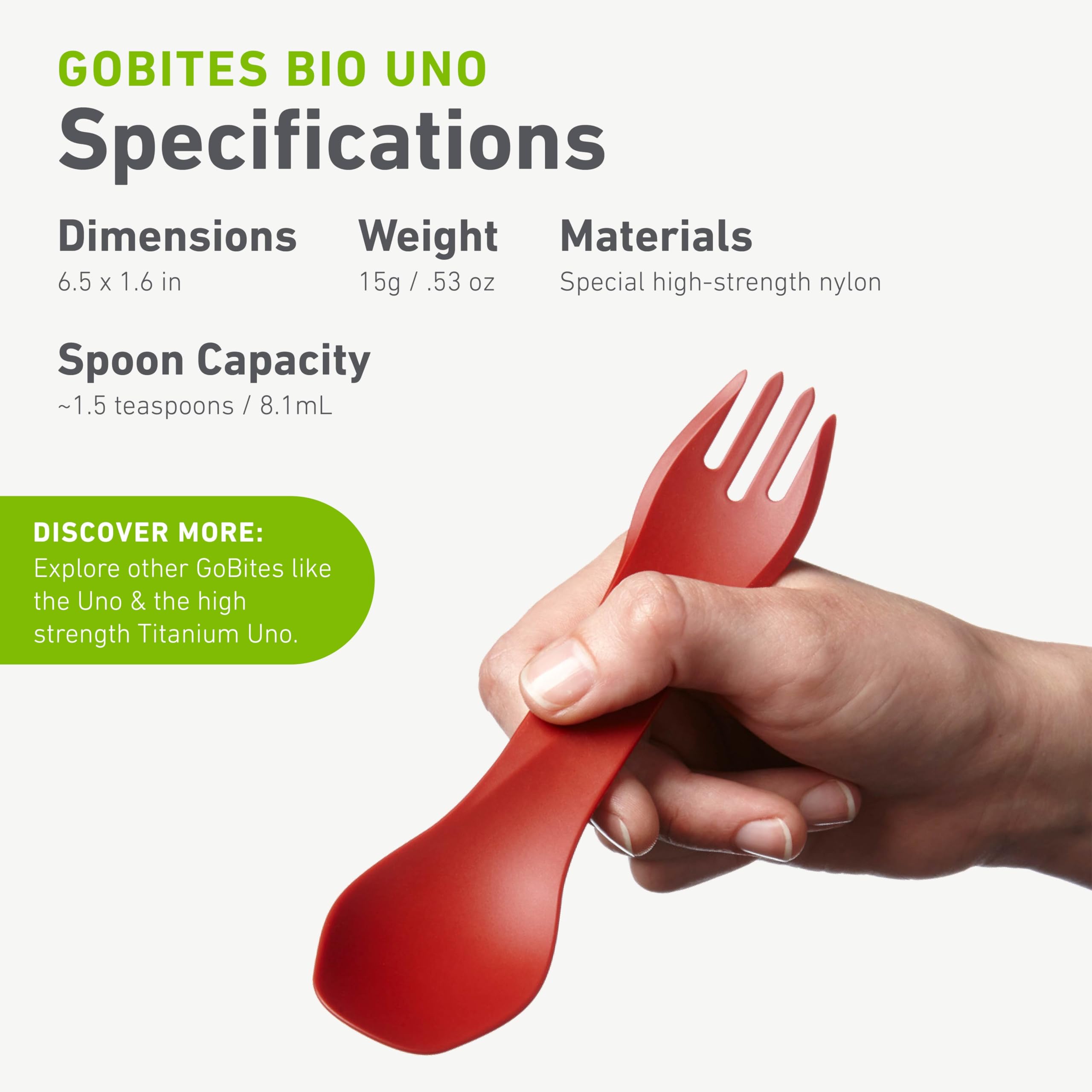 humangear GoBites Bio Uno Göffel – langlebige pflanzliche Reise-Utinsel, Hellgrau/Waldgrün/Schwarz, Bio Uno 3er-Pack