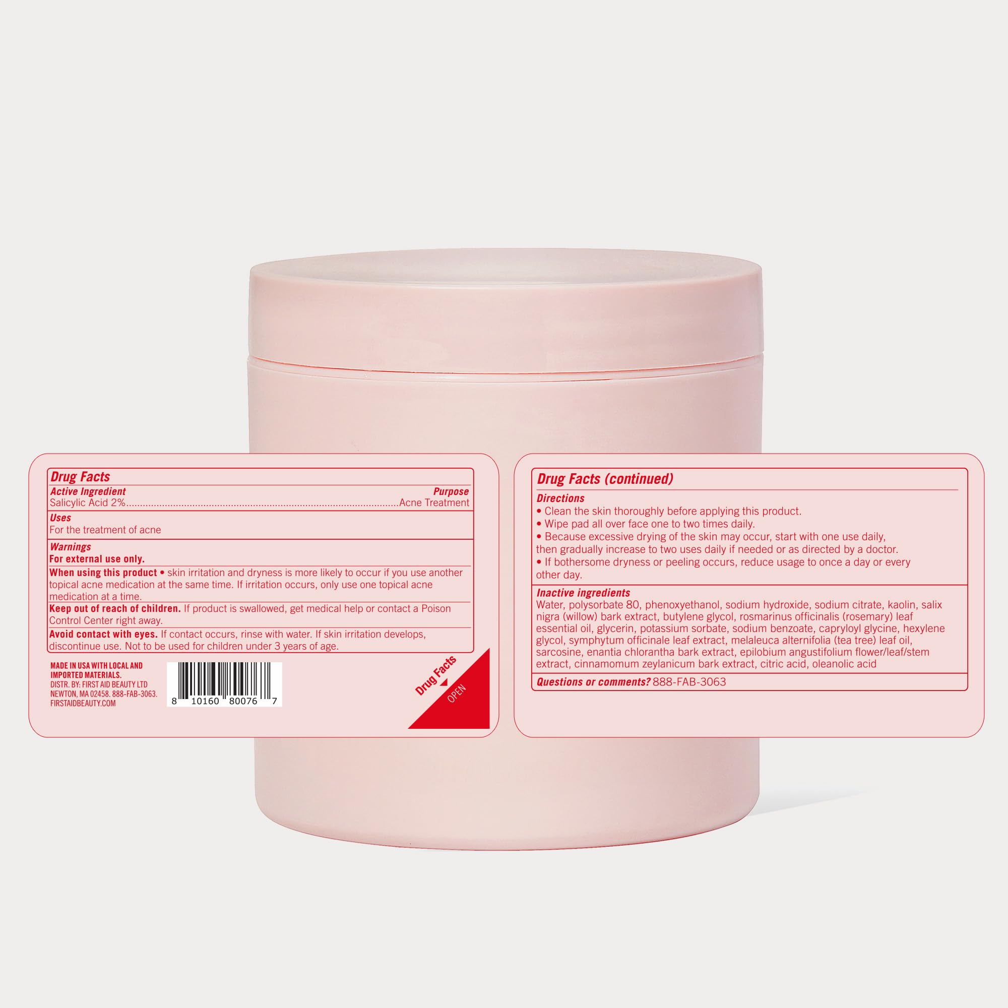 First Aid Beauty Acne Pads for Face - Maximum Strength Acne Treatment - 2% Salicylic Acid Pads Treat Without Drying, (60-ct)