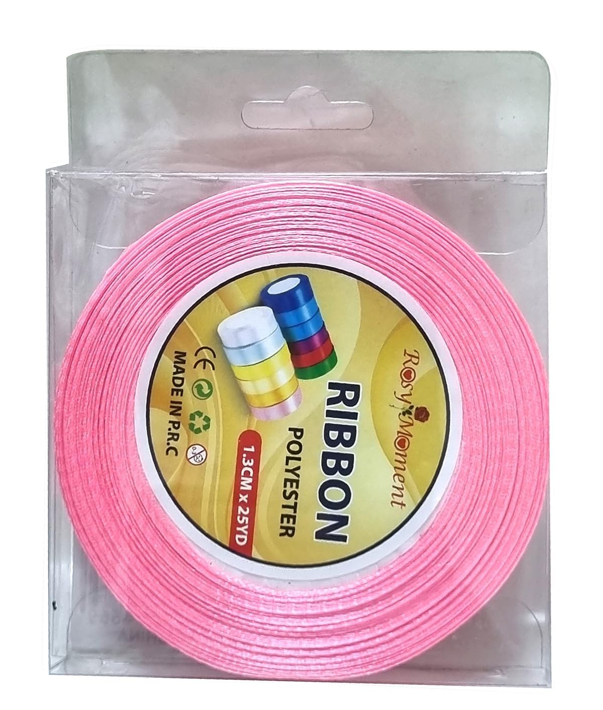 Ribbon Satin Fabric For Gift Package Wrapping Hair Bow Clips Making Crafting Sewing Wedding Decorations Width1.3cm*Length 25Yards-Color Pink