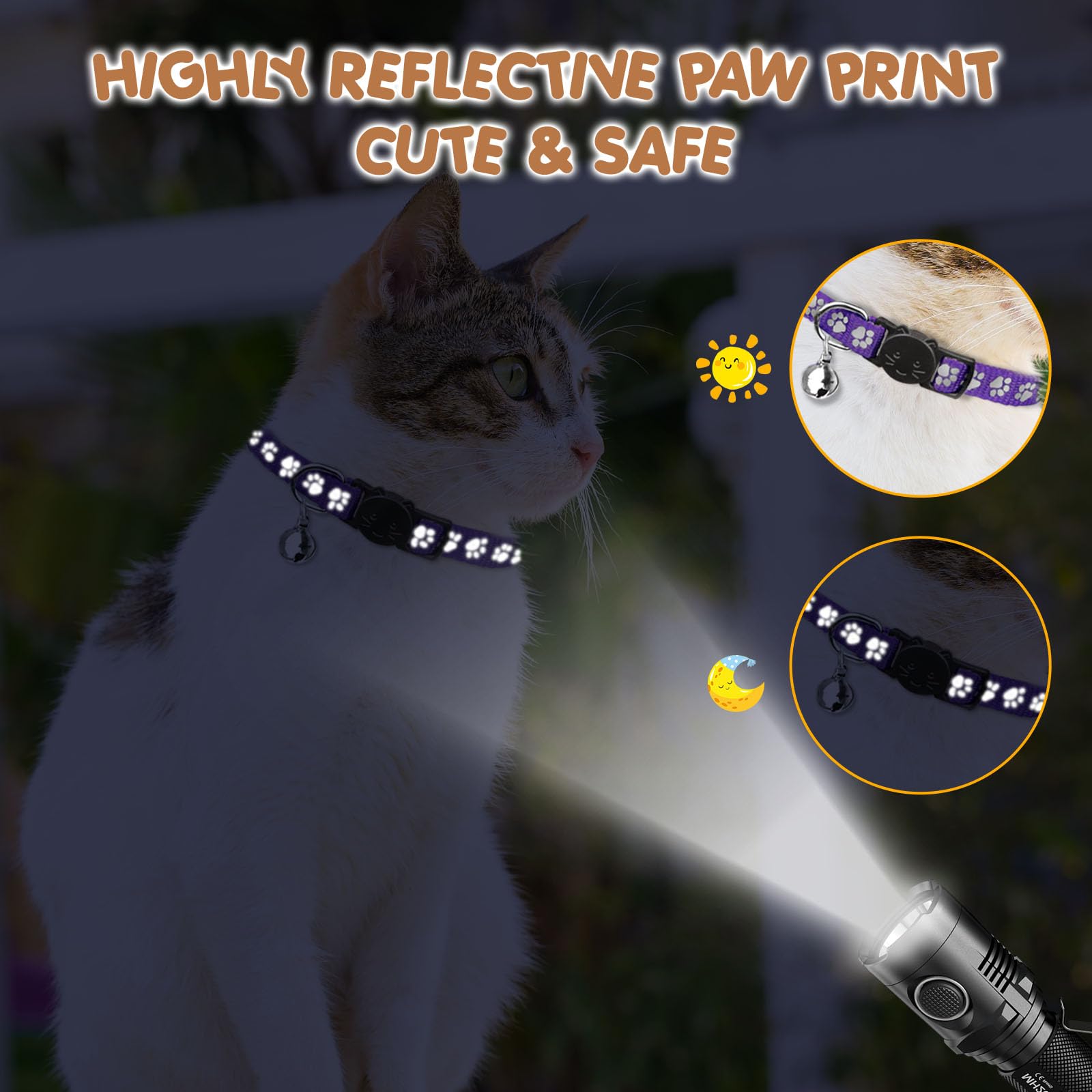 16 collares para gatos con campanas, reflectantes, de nailon, de seguridad, para gatos, para niñas, niños y gatos (6 a 9 pulgadas)