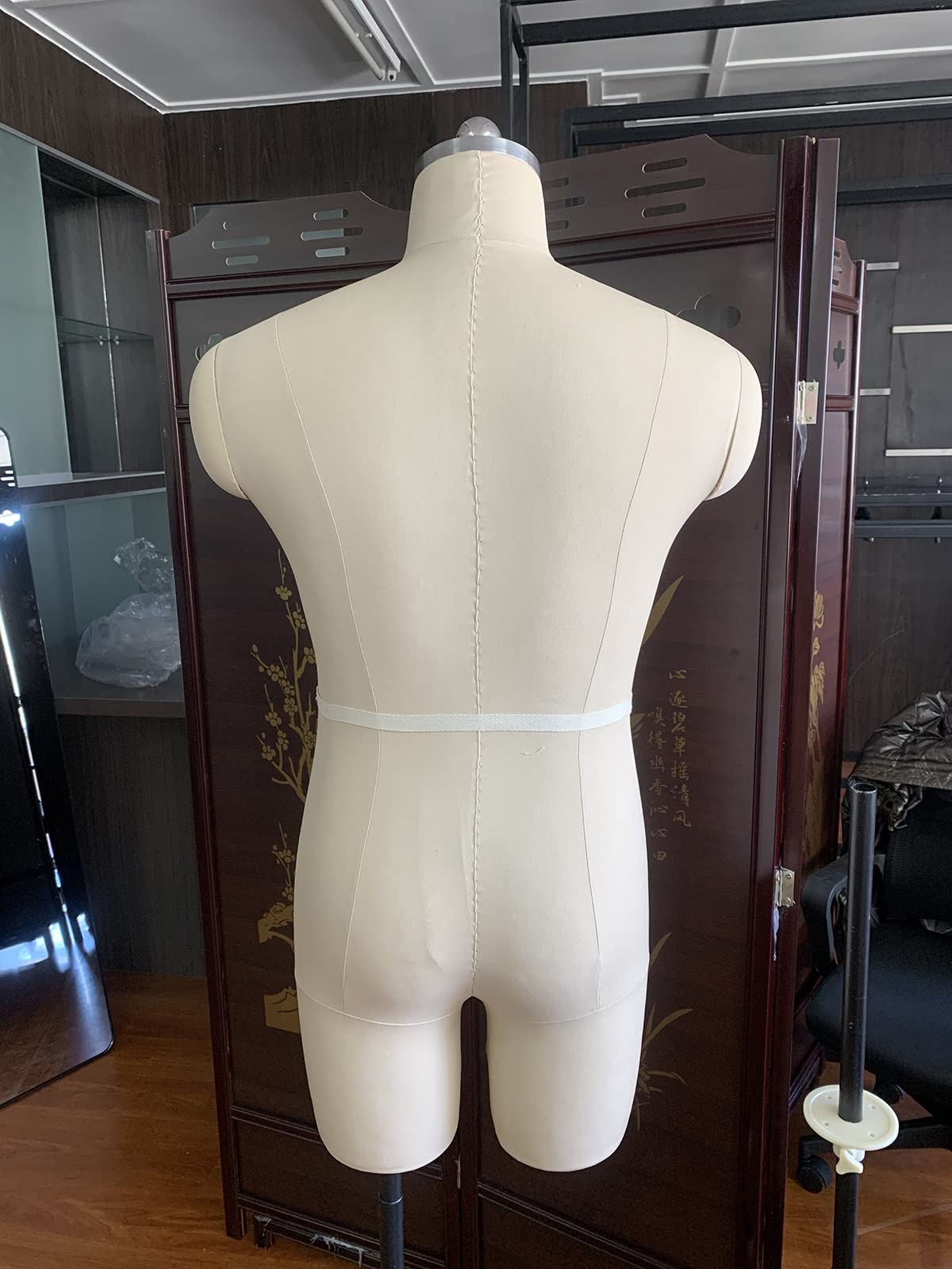 sdneNest Forme di abiti maschili per cucire vestiti da uomo, taglie forti, completamente appuntabile, busto su ruote, manichino da sarto manichino regolabile in altezza bella scena, bianco-XXXL