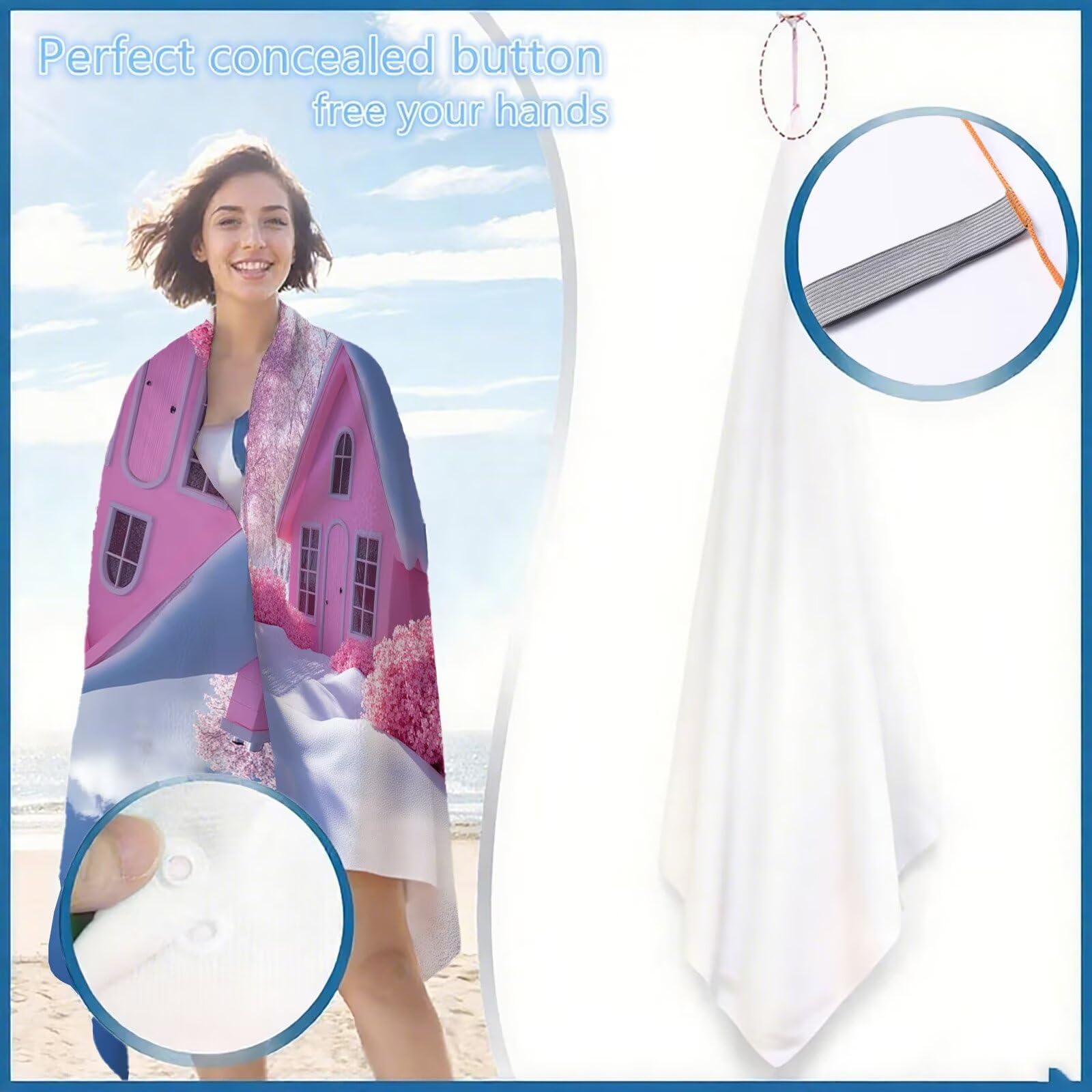 Ręcznik plażowy, śnieg, ręcznik z mikrofibry, ręcznik plażowy, XXL, 220 x 100 cm, 2 sztuki, nie zawiera piasku, super chłonny ręcznik sportowy, ręcznik do pływania, na podróż, urlop, do leżenia
