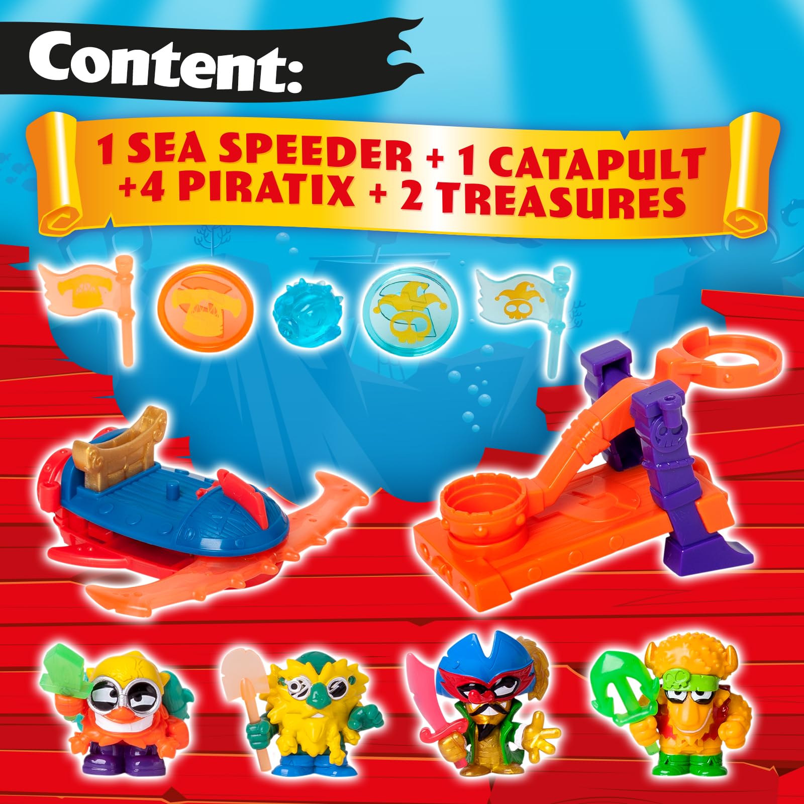 PIRATIX Shark Treasure Series -Captain Pack Gondolino.Includes 4 Piratix (1 golden captain),4 “crystal” accessories - Image 2