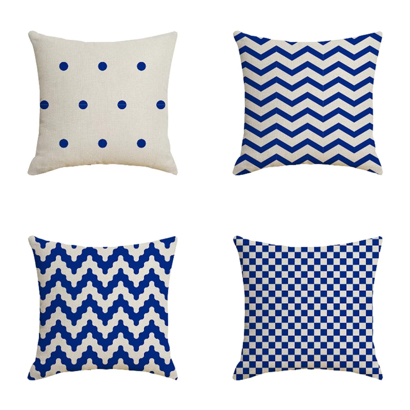 Foyaya Kissenbezug 20x20cm 4er-Set, Blaue Geometrie Kissenbezüge, Dekokissen Extra groß, Pillowcases Outdoor Sofa Kissen für Gartenlounge Wohnzimmer Schlafzimmer YG-99 Küche, Haushalt & Wohnen