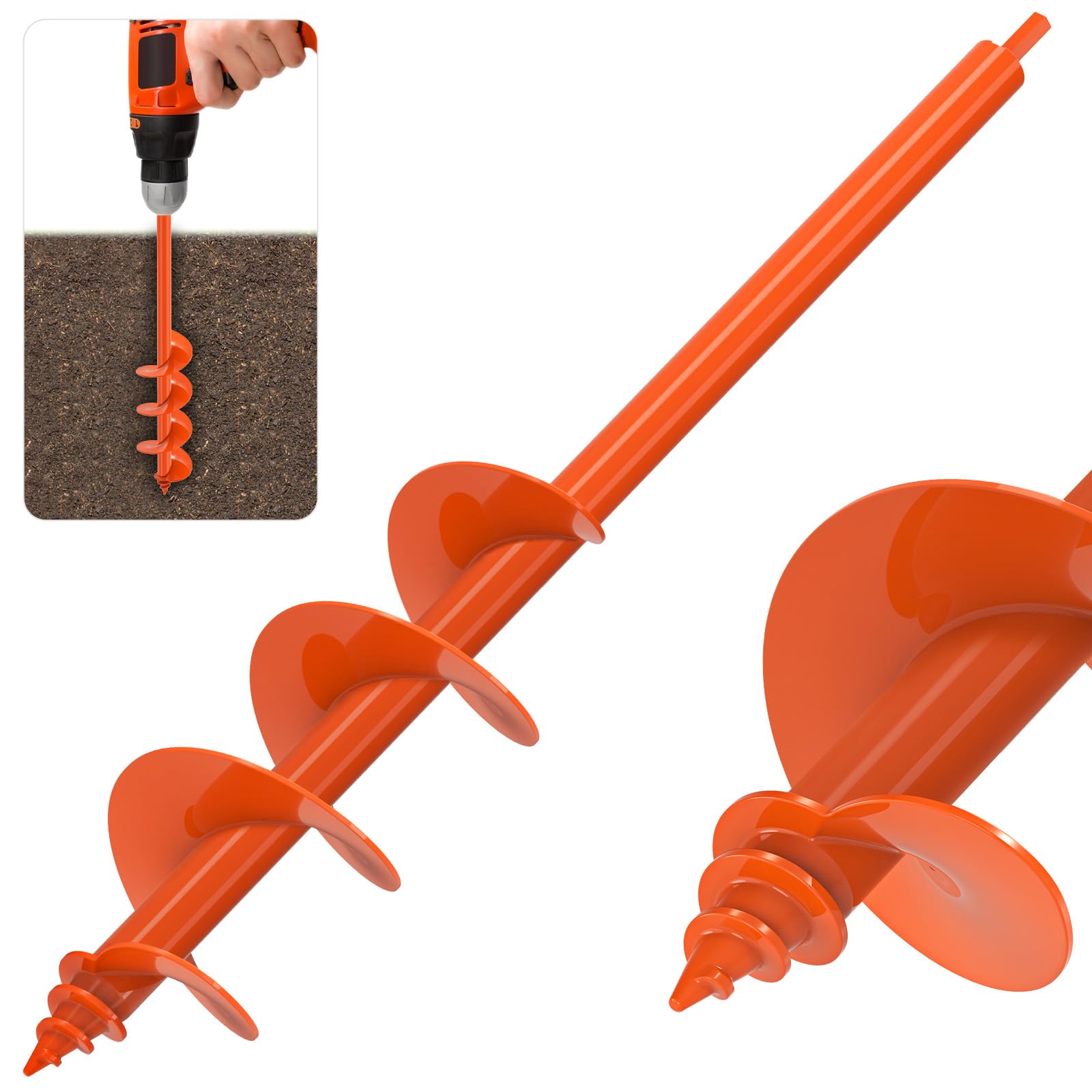Insaga Garden Auger Drill Bit, 10x61cm Auger Post Hole Digger for Bulb Planting,Bedding/Seeding/Fence Mailbox Post, Suits 10mm Hex Drive Drill