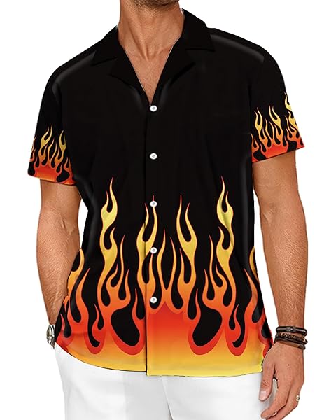 Hawaiian Shirts for Men Button Down Tropical Summer Beach Shirt