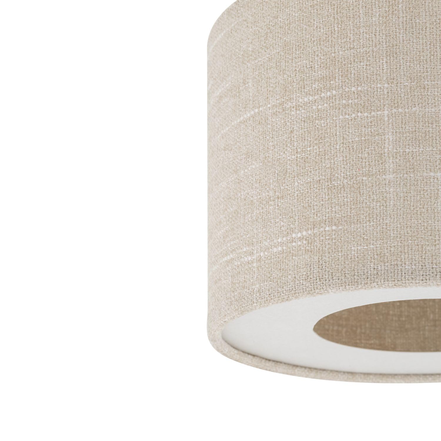 Licht-Erlebnisse Deckenleuchte Stahl Stoff Gold Creme Modern Wohnzimmer Schlafzimmer E27 rund gemütlich B:50 cm Deckenlampe Stoffschirm