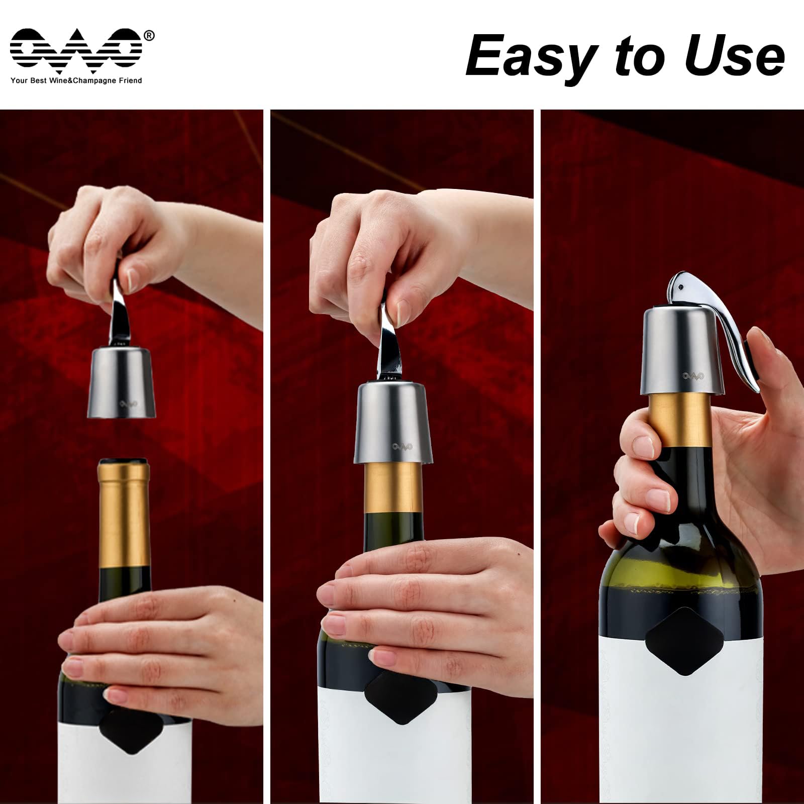 2 Stück OWO Weinverschluss Weinflaschenverschluss Edelstahl Wein Verschlussstopfen Flaschenverschluss Vakuum Weinverschluss Wiederverwendbar Wine Stopper Geschenke für Weinliebhaber (Roségold)