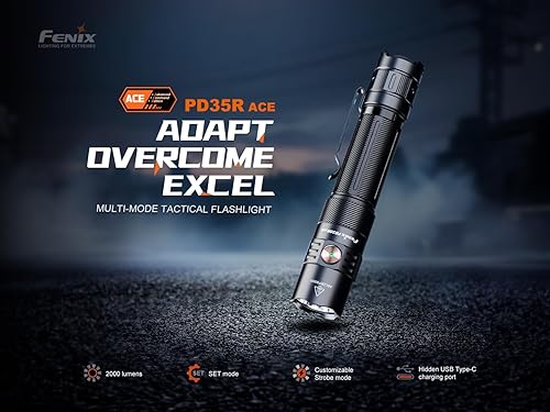 Miniatura 3 de Fenix PD35R ACE 2000 lúmenes USB recargable LED táctico EDC linterna con EdisonBright accesorio caso