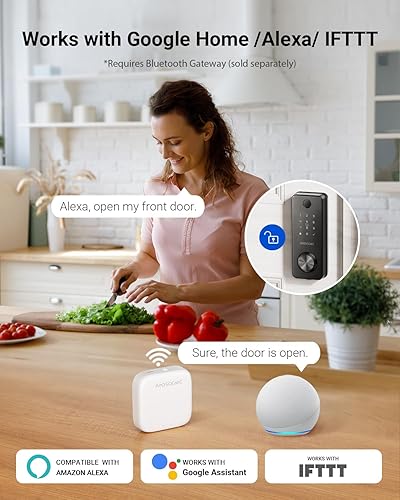 Miniatura 7 de Proscenic Cerradura inteligente L60 aleación de zinc IPX5 resistente a la intemperie Cerraduras de puerta de entrada sin llave para puerta