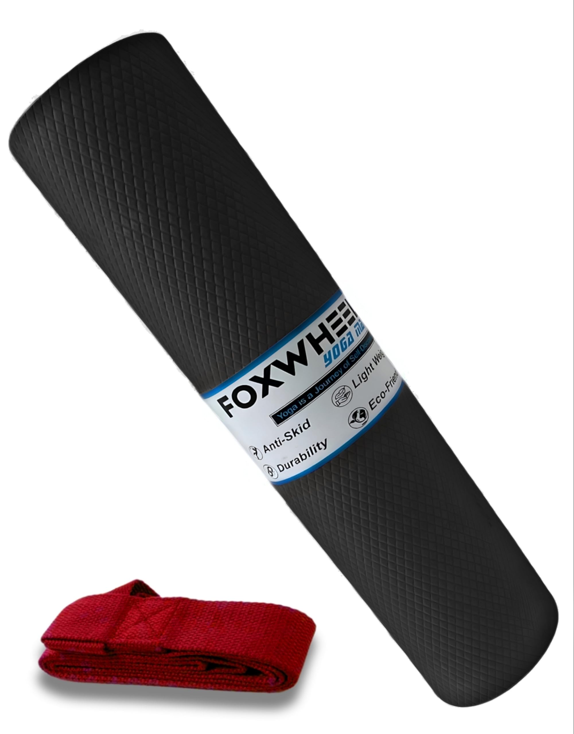 4MM Thick, Light Weight with Anti-Slip Dual Side Embossed Yoga Mat with Carrying Strap For Men aand Women (4MM, Black)