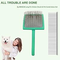 Vista 2 de Kit de cepillo de aseo para perros grande Slicker, mango ergonómico de madera, pasadores largos para Goldendoodles, caniches, garabatos y perros