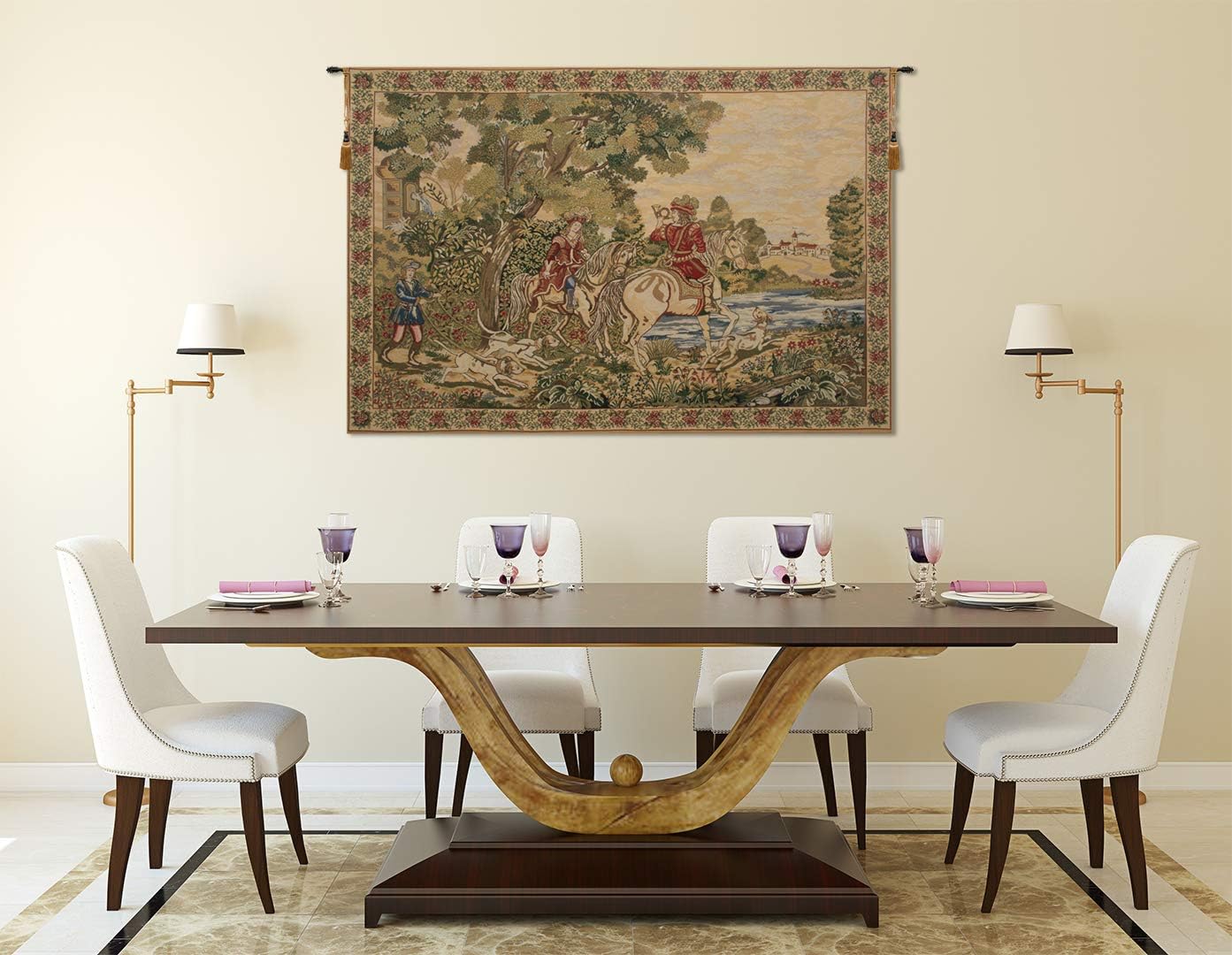 C Charlotte Home Furnishings Inc Noble Hunt Belgian Tapestry Wall Hanging | Viscose Cotton and Polyester Blend Wall Art | 45 in. x 69 in | Home Decor Accents