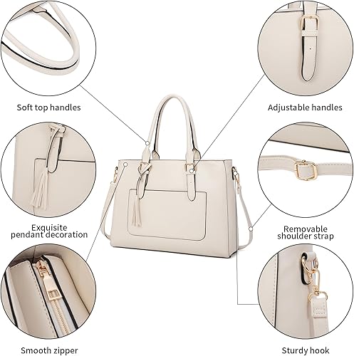 Miniatura 3 de Bolsa de mano para laptop para mujer, bolsa para computadora portátil de 15.6 pulgadas, bolsa de mano de trabajo, maletín de negocios