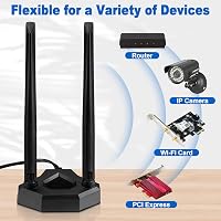 Eightwood Dual Band 2.4G/5.8G WLAN antenna mágneses talppal és 2m RP-SMA kábellel 3